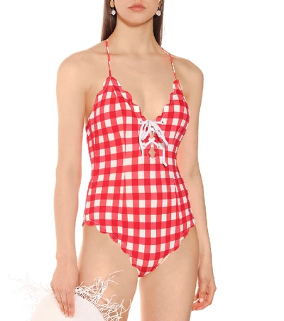 Shop Marysia Broadway Tie Swimsuit In Red