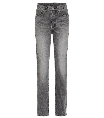 Shop Saint Laurent High-rise Slim-leg Jeans In Grey