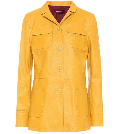 Shop Sies Marjan Raquel Leather Blazer In Yellow