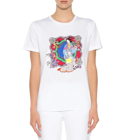 Shop Etro Printed Cotton T-shirt In White