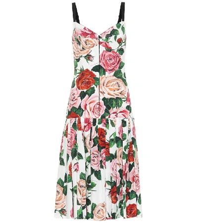 Shop Dolce & Gabbana Printed Cotton-blend Midi Dress In Multicoloured