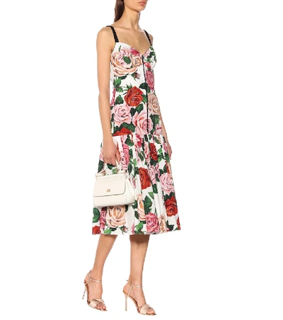 Shop Dolce & Gabbana Printed Cotton-blend Midi Dress In Multicoloured