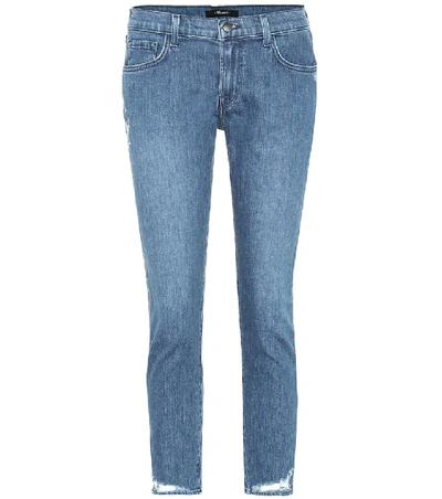 Shop J Brand Sadey Cropped Mid-rise Skinny Jeans In Blue