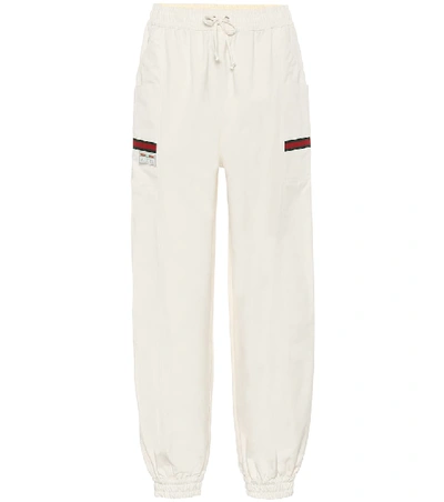 Shop Gucci High-rise Cotton Sweatpants In White