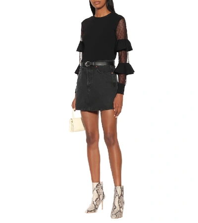 Shop Red Valentino Ruffled Sweater In Black