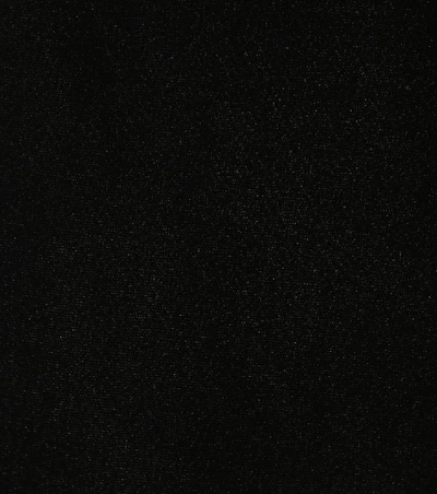 Shop Saint Laurent Leather-trimmed Velvet Minidress In Black