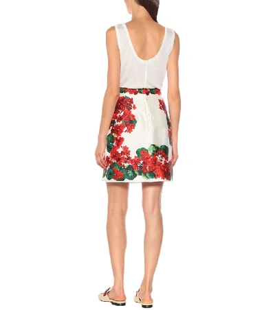 Shop Dolce & Gabbana Floral Silk-twill Miniskirt In White