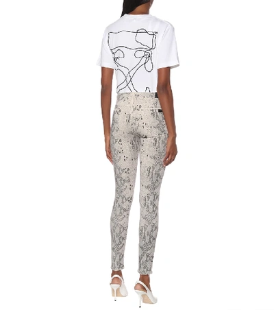 Shop 7 For All Mankind The Skinny Snake-print Jeans In White