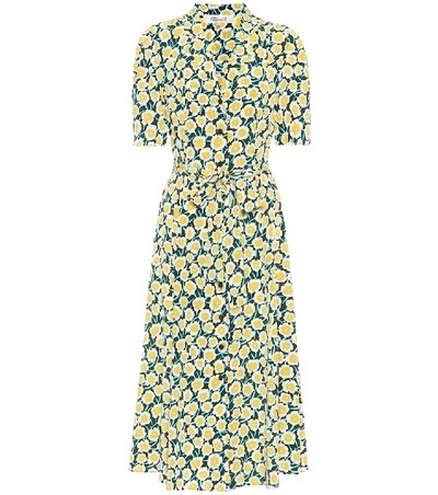 Shop Diane Von Furstenberg Floral Silk Midi Shirt Dress In Multicoloured