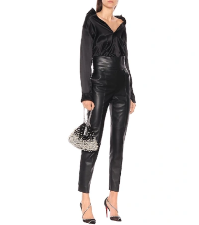 Shop Alexandre Vauthier High-rise Straight Leather Pants In Black