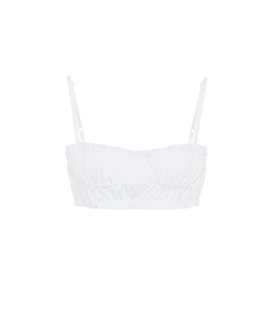 Shop Khaite Indira Cotton-twill Bralette In White