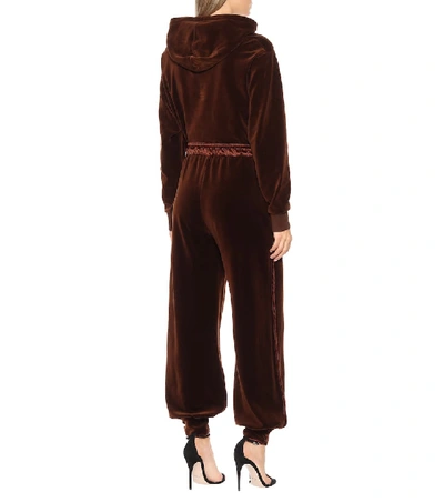 Shop Gucci Embroidered Chenille Trackpants In Brown