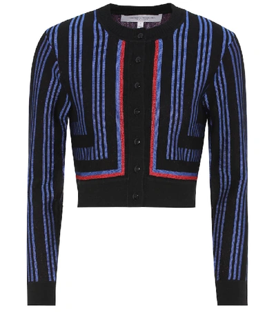 Shop Carolina Herrera Striped Wool-blend Cardigan In Black
