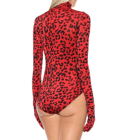Shop Vetements Leopard-print Bodysuit In Red