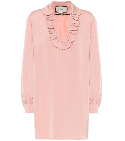 Shop Gucci Embellished Faille Dress In Pink