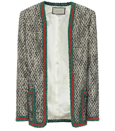 Shop Gucci Tweed Wool Blazer In Multicoloured