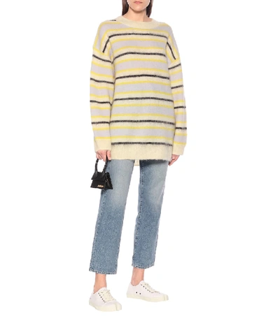 Shop Acne Studios Striped Wool-blend Sweater In Yellow