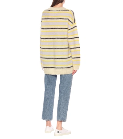 Shop Acne Studios Striped Wool-blend Sweater In Yellow