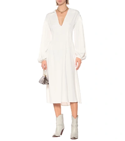 Shop Khaite Farrely Crêpe Midi Dress In White