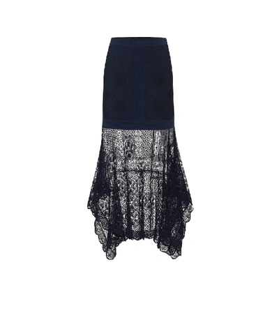 Shop Alexander Mcqueen High-rise Knit Skirt In Blue