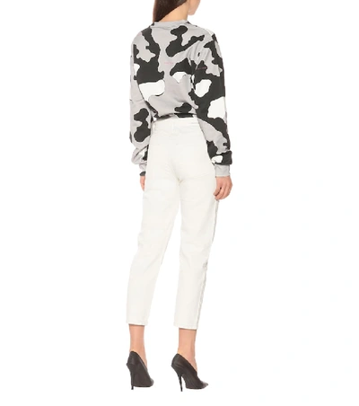 Shop Current Elliott The Vintage Cropped Mid-rise Slim Jeans In White