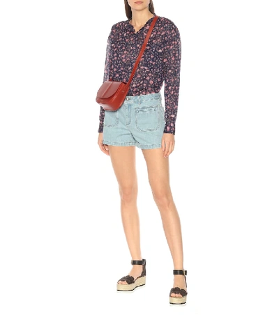 Shop Apc High-rise Denim Shorts In Blue