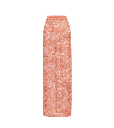 Shop Missoni Crochet Knit Maxi Skirt In Orange