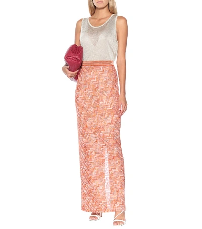 Shop Missoni Crochet Knit Maxi Skirt In Orange