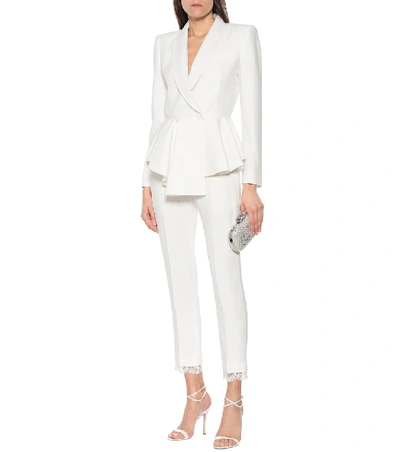 Shop Alexander Mcqueen Crêpe Peplum Blazer In White