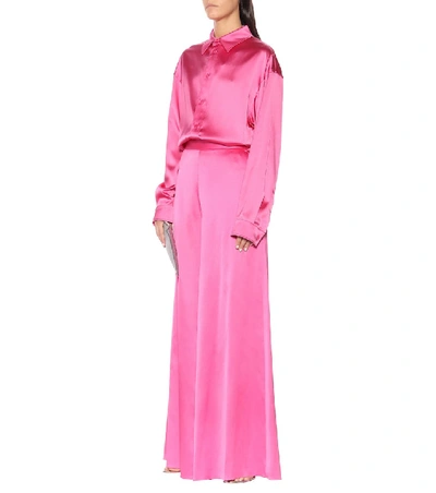 Shop Balenciaga Wide-leg Satin Pants In Pink