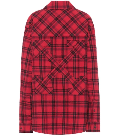 Shop Off-white Checked Cotton-blend Flannel Shirt In Red