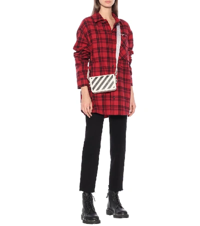 Shop Off-white Checked Cotton-blend Flannel Shirt In Red