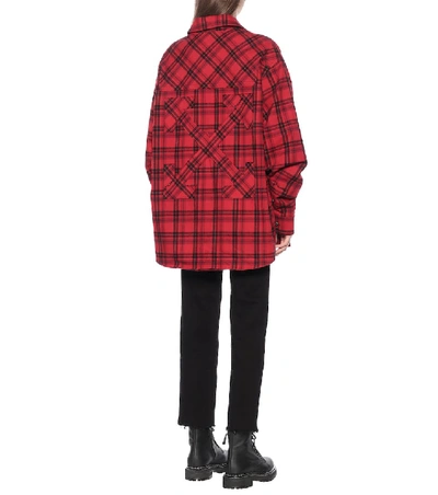 Shop Off-white Checked Cotton-blend Flannel Shirt In Red