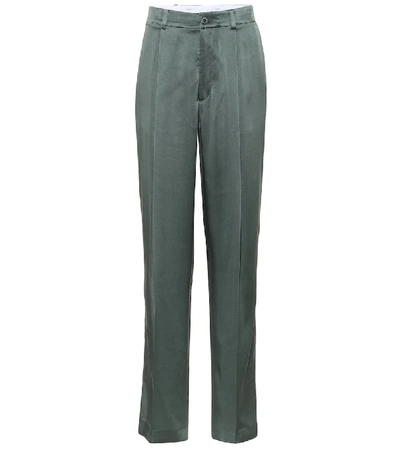 Shop Joseph Silk Straight-leg Pants In Green