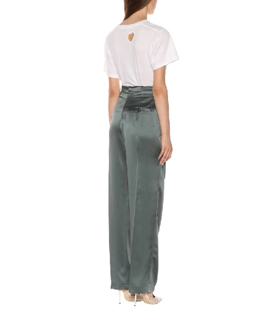 Shop Joseph Silk Straight-leg Pants In Green