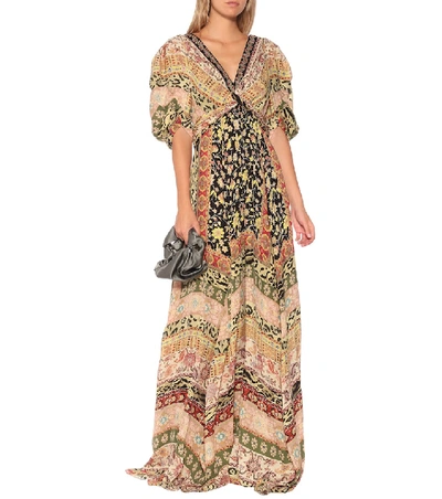 Shop Etro Printed Silk Gown In Multicoloured