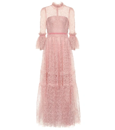 Shop Costarellos Floral Lace Gown In Pink