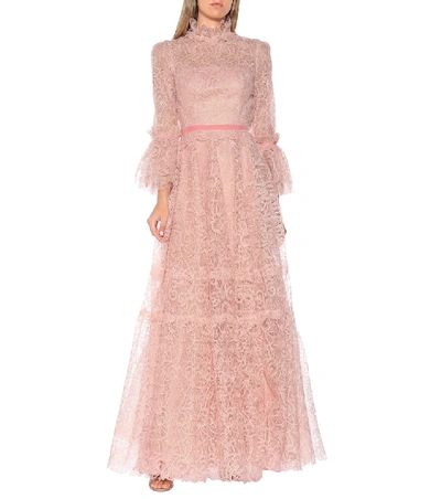 Shop Costarellos Floral Lace Gown In Pink