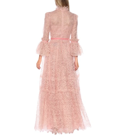 Shop Costarellos Floral Lace Gown In Pink