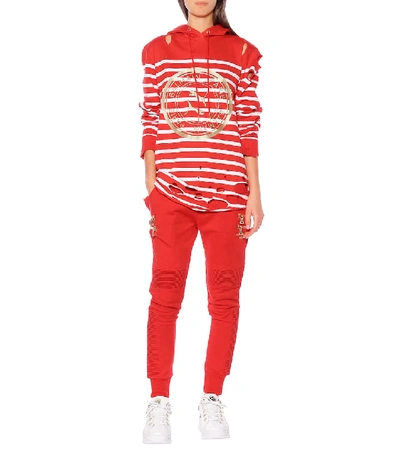 Shop Puma X Balmain High-rise Slim Sweatpants In Red