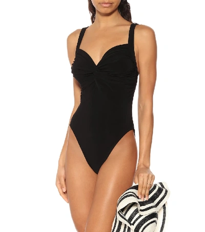 Shop Norma Kamali Twist Mio One-piece Swimsuit In Black