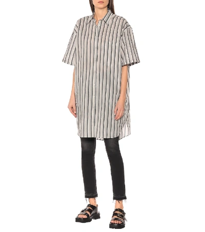 Shop Acne Studios Striped Cotton-blend Shirt In Grey