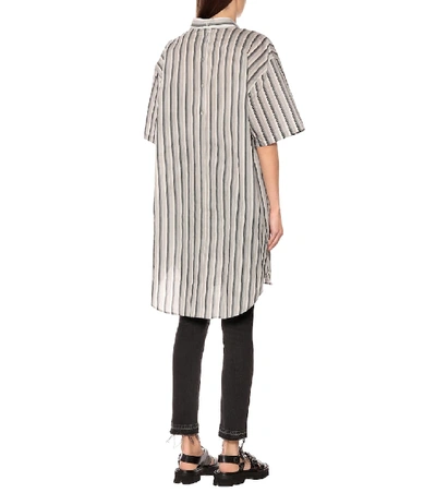 Shop Acne Studios Striped Cotton-blend Shirt In Grey