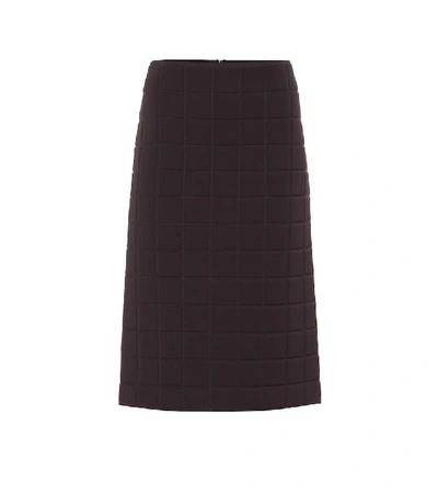 Shop Bottega Veneta Quilted Midi Skirt In Brown