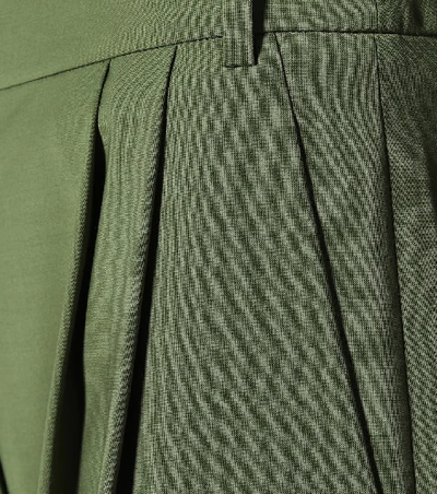 Shop Tibi Wool-blend High-rise Wide-leg Pants In Green