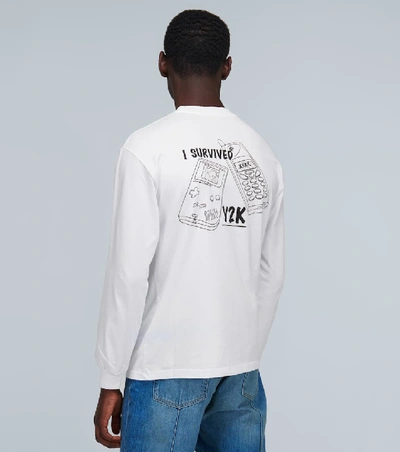 Shop Aries Y2k Printed Long-sleeved Shirt In White