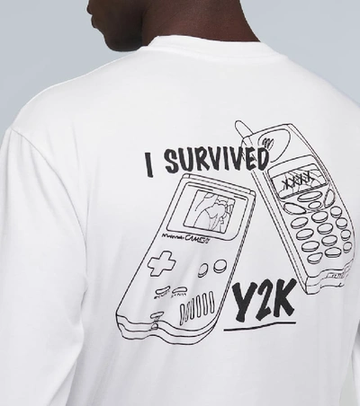 Shop Aries Y2k Printed Long-sleeved Shirt In White