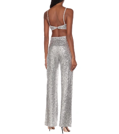 Shop Norma Kamali Sequined Crop Top In Silver