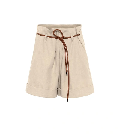 Shop Brunello Cucinelli Cotton And Linen Shorts In Beige