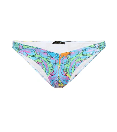Shop Versace Printed Bikini Bottoms In Multicoloured
